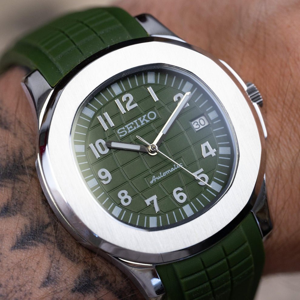 green dial seiko mod nautiko stainless steel case